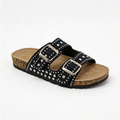 Stud Embellished Double Buckle Cork Birkenstock Sandals