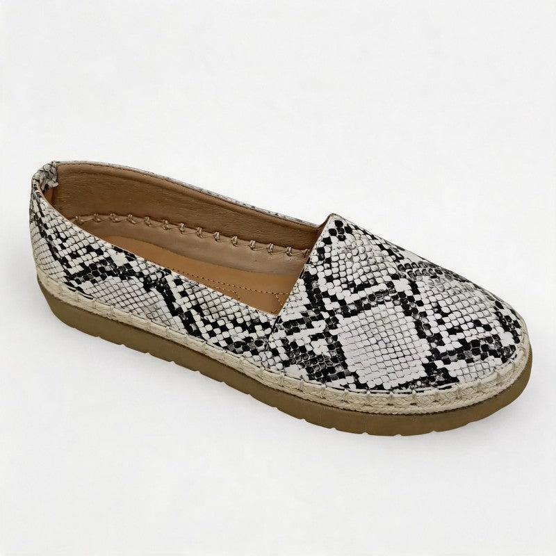 Snake Print Espadrille Slip-on Flats