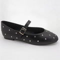 Black All-Over Studded Mary Jane Flats