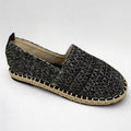 Black Woven Espadrille Slip-on Flats