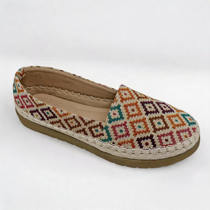 Ethnic Geometric Print Espadrille Flats