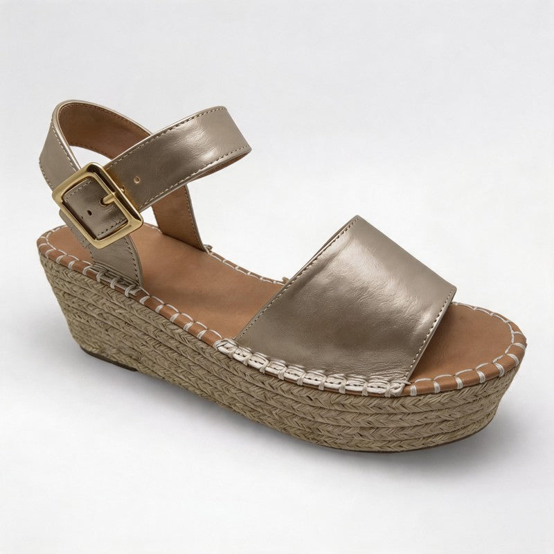 Gold Metallic Espadrille Wedge Sandals