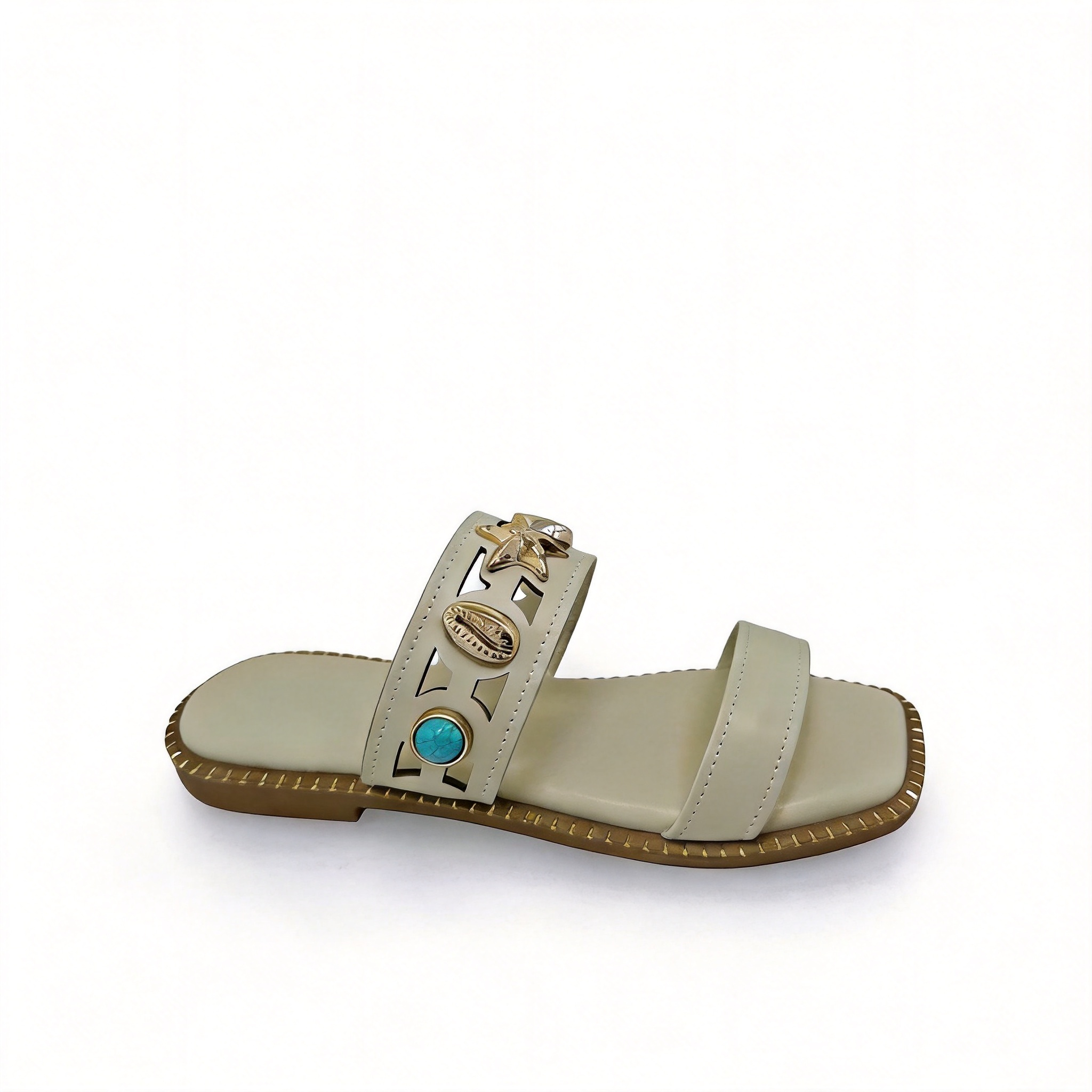Women's Bohemian Beaded Flat Slide Sandals