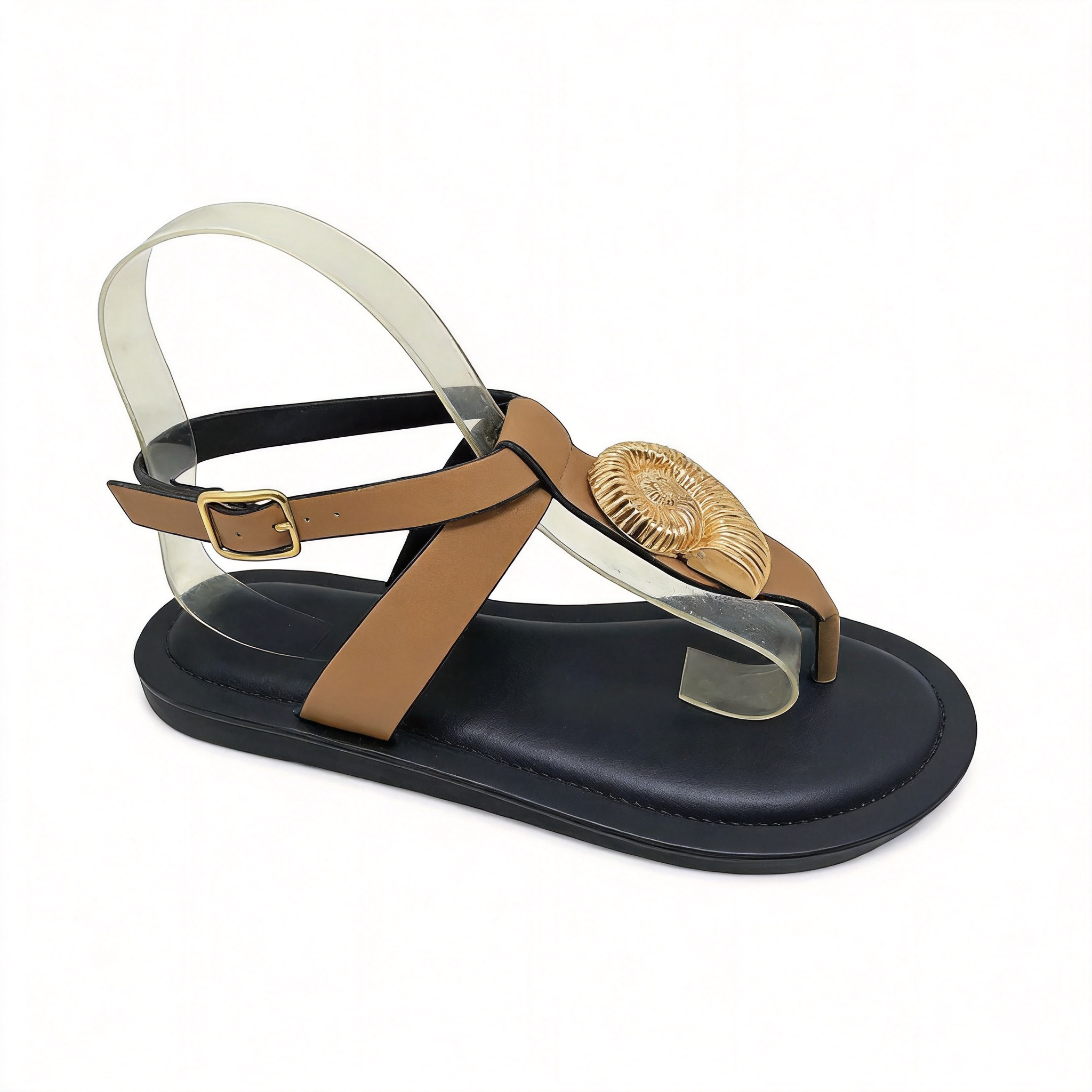 Gold Shell Flip Flop Sandals