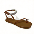 Rhinestone Ankle Wrap Toe Loop Sandals